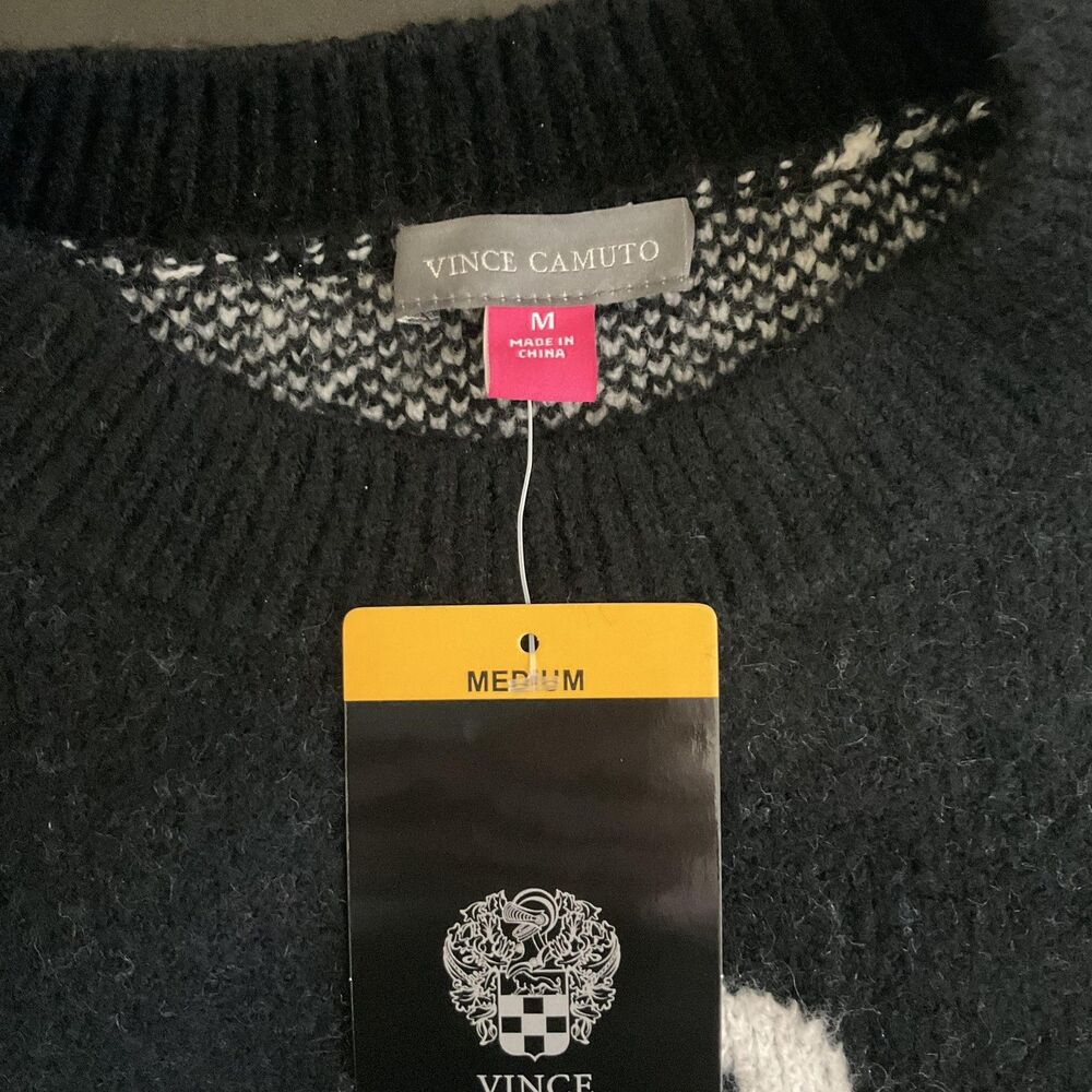 Vince Camuto Sweater Womens Medium Black Ghost Halloween Knit Pullover New - Picture 9 of 11
